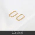 Polished gold-plated stainless steel oval U-shaped hoop earrings in 2.0x13x23mm size - 2*12*23mm / Gold