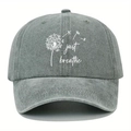Berretto da baseball in cotone lavato grigio con stampa soffione Just Breathe - Taglia unica / Grigio