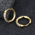 Chic gold-plated stainless steel huggie hoop earrings with sparkling clear cubic zirconia - Gold 3.0*8mm Single Piece