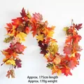 Detailed view of 175cm autumn maple leaf garland with pumpkins and berries for decoration - QT019-14 (Maple Leaf/Small Pumpkin/Red Berry) / 175cm
