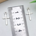 Ciondolo a croce argento da 35mm con diamante per gioielli fai da te hip-hop - Croce Argento Antico 22x11mm