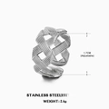 Anillo ajustable de acero inoxidable trenzado plateado con diseño cruzado moderno - Ajustable (Talla 7) / Color Acero
