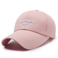 Pink cotton baseball cap with white embroidered TREASURES 1987 text and curved brim - Adjustable / Pink