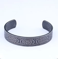 Vintage zilveren Viking rune armband met ingewikkelde Keltische knoopreliëfs - Vintage Kleur Taiji Model (AB0603)