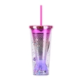 Pink and purple gradient mermaid tail double-layer plastic tumbler with glitters - Mermaid Tail Liner/With Sequins / Type B/Pink Purple Gradient