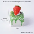 Green tea strawberry cake model with PU foam, dimensions 6.5x5.4cm, weight 30g - Strawberry - Green Jam Square Cake