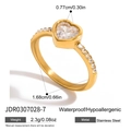 Detailed size specifications for a gold heart-shaped stainless steel ring with dimensions - Heart Style (JDR0307028-7)
