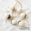 Pack of 6 handmade wool felt acorns with natural jute rope loops for Christmas decoration - Pack of 6 (Approx. 10g) / Off-white
