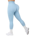 Pantalon de yoga bleu clair côtelé sans couture avec taille haute sculptante - Bleu ciel