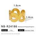 Detailed specs of 1.8cm golden stainless steel ring weighing 3.7g with spiral texture - Spiral Texture Ring Style (NB-R24186)