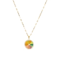Goldkette mit bunten Sommerfrüchten-Anhängern und leuchtend roten Lippen für Damen - Gold/Mehrfarbig