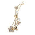 Golden meteor butterfly hair clip with sparkling rhinestones and pearls for women - Gold