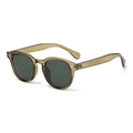 Lunettes de soleil rondes rétro en acétate thé avec rivets argentés et marquage CE - Vert Olive Vert Foncé (C38)
