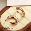 Polished rose gold hollow C-shaped stainless steel earrings in 32x27mm size - Large Rose Gold
