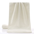 White pure cotton towels featuring woven geometric borders and a soft looped texture - Twill Towel Beige / 34*74cm