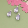 Three lavender cubic zirconia teardrop pendants with silver-toned metal ring hooks - Purple/Silver Base
