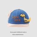 Sky blue baby baseball cap featuring cartoon dinosaur embroidery and soft brim - 45-48cm / Blue Tail Dinosaur