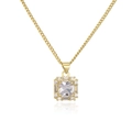 Collar retro bañado en oro de 18K con colgante cuadrado de circonita en fondo blanco - Dorado/Blanco