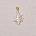 Baroque cross-shaped freshwater pearl pendant with a golden metal clasp for jewelry making - Feng Character Pearl + Gold Universal Buckle