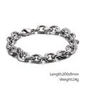 Industrial gunmetal stainless steel chain bracelet with lobster clasp and measurements - 9mm Width (KB126644-Z)