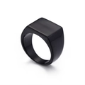 Minimalist black stainless steel signet ring with a smooth square top for men - US 7