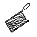 Banana hair clip made of black metal wire and gray woven rope with a securing bead - 20 Teeth / Gray