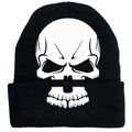 Schwarze Strickmütze mit Totenkopfmuster für Winter Outdoor Streetwear Style - Schwarz Riesiger Weißer Totenkopf Stil (黑色-J) / Schwarz