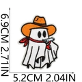 Detailed size view of cowboy ghost embroidery patch measuring 6.9cm by 5.2cm - Cowboy Ghost (48)
