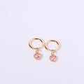 Chic gold heart-shaped hoop earrings featuring elegant light pink birthstone pendants - October/Pink Opal