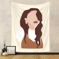 Detailansicht des böhmischen Wandteppichs mit minimalistischem gesichtslosem Frauenporträt - LC-08 (Abstrakte langhaarige Frau) / 73*95CM (Gebürsteter Stoff)