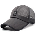 Dunkelgraue atmungsaktive Mesh-Baseballkappe mit Wabenstruktur und gewebtem Aufnäher - Dunkelgrau