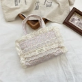 Sac fourre-tout en toile à motif floral avec dentelle ivoire et fleurs violettes - Floral Coloré