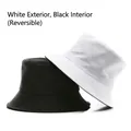 Reversible cotton bucket hat with white exterior and black interior for sun protection - White Outside Black Inside (Reversible)
