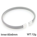 Brazalete abierto de malla tejida plateada de 60x6mm con terminales cuadrados pulidos - 60*6mm (12g) / Plateado