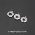 Letter O alloy pendant with silver finish and clear rhinestones, size 18x15mm - Letter O (10 Pcs)