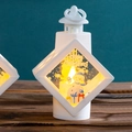 Farol navideño LED blanco con estampado de muñeco de nieve y luz cálida decorativa - Muñeco de Nieve Blanco