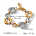 Dettaglio del bracciale a catena bicolore con etichette di misura lunghe 17,5 cm - Stile Misto Oro e Argento (HC-B20463-GS)