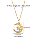 Golden stainless steel crescent moon and star necklace with sparkling diamond pendant - Gold (N05195G)