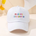 Détail de la casquette blanche avec broderie florale colorée MAÑANA SERÁ BONITO - Blanc