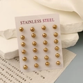 Boucles d'oreilles boules minimalistes en acier inoxydable 316L, lot de 12 paires dorées - Or Rose (7mm)