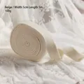 Off-white wool ribbon roll 5cm x 5m for DIY Christmas bow making and decoration - 5cm (W) x 5m (L) / Off White