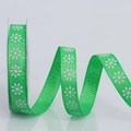 Nastro natalizio in grosgrain verde con fiocchi di neve bianchi per decorazioni - 1cm*5 Yard / Fiocco di Neve di Natale Verde
