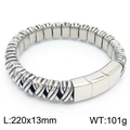 Pulsera retro para hombre de acero inoxidable trenzado plateado con cierre rectangular - Estilo Tejido Grueso Plateado (B款KB162578-KJX)