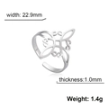 Silver stainless steel Celtic knot open ring with precise size dimensions and specifications - Steel