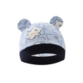 Berretto neonato azzurro con graziose orecchie da orso e stampa Good Night - Cappello Orso Blu Notte
