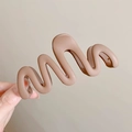 Pince à cheveux ondulée élégante en marron mat pour coiffure cheveux épais - Grande Pince Requin Vague / Khaki Mat
