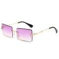 Frameless square sunglasses with purple gradient lenses and elegant gold metal temples - Gold Frame Gradient Purple Lens