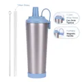 830ml stainless steel vacuum flask in silver and light blue with magnetic handle - 830ml / Silver E (Haze Blue Lid)