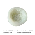 White rose silicone mold for DIY candles and soaps with specific product dimensions - Peony Style (H-0194)