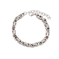 Detail of silver stainless steel box chain bracelet with lobster clasp and extender - 4mm Steel Color Byzantine Bracelet (CK1168)
